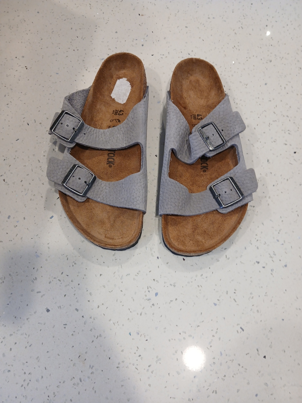 Birkenstock Arizona Nubuck Leather Sandals Desert Buck Whale Gray Size Eu 43